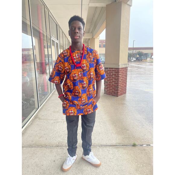 Traditional men top wedding Ankara print Isi - Agu wears, African men clothing - Picture 2 of 3
